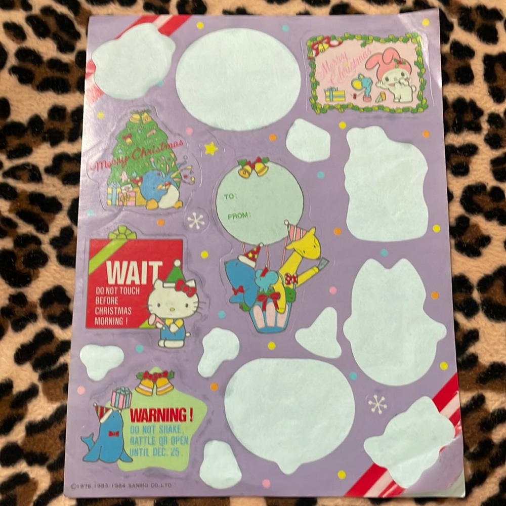 1984 HELLO KITTY MY MELODY Sanrio 🎄 Merry Christmas Gift Tags Xmas Vintage 80s